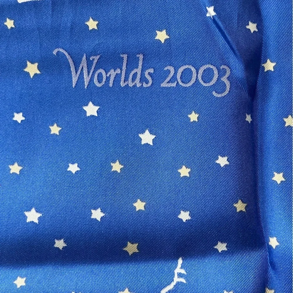 Vintage 2003 World Figure Skating Championships Silk Scarf Washington DC Blue